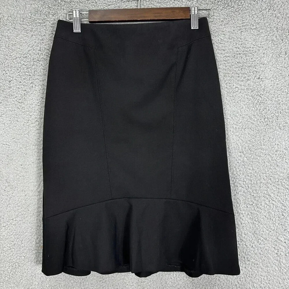 white house black market skirt‎ womens 4 black scuba ruffle tulip hem pencil - Picture 1 of 7